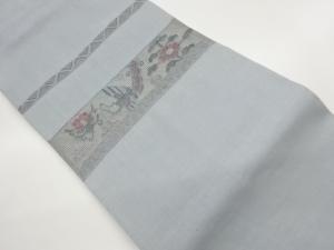 手織り紬相良汕頭刺繍抽象草花模様名古屋帯